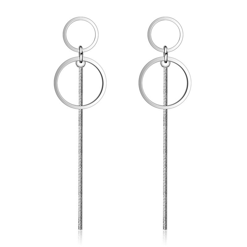 Simple pearl tassel earrings sterling silver long ear