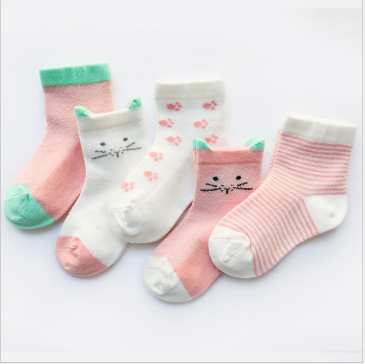 Children's Socks Pack of 5 Colors Breathable Summer
