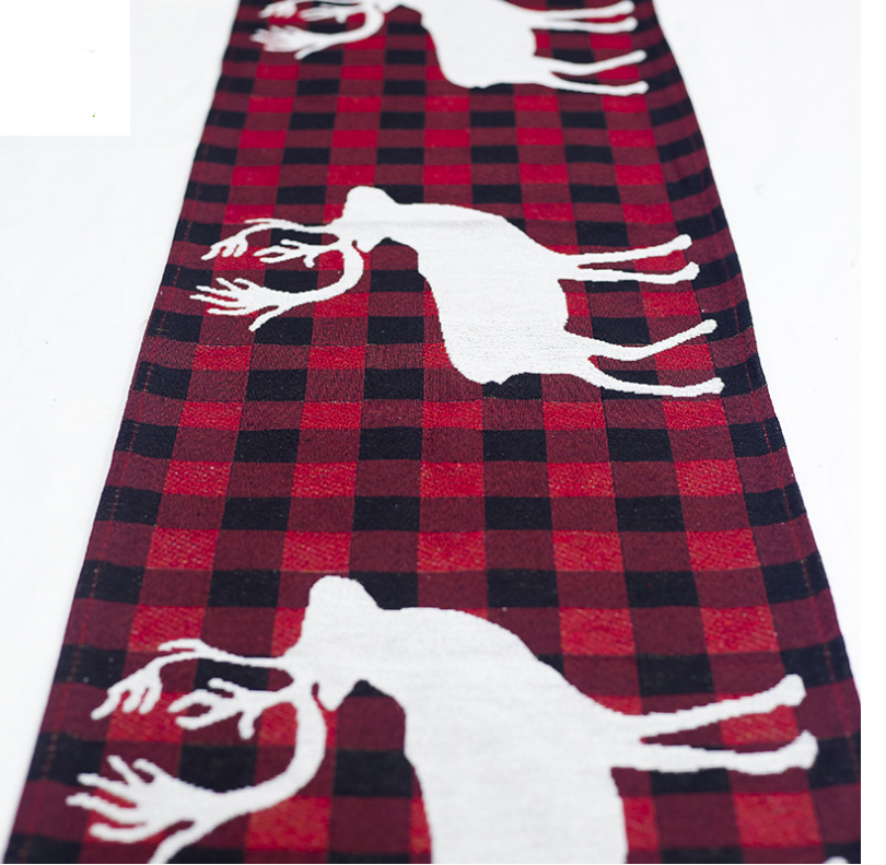 Christmas Elk Snowman Table Runner Merry Decorations