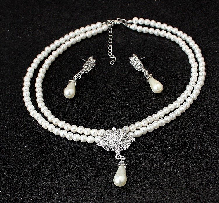 European and American big wedding bride jewelry pearl