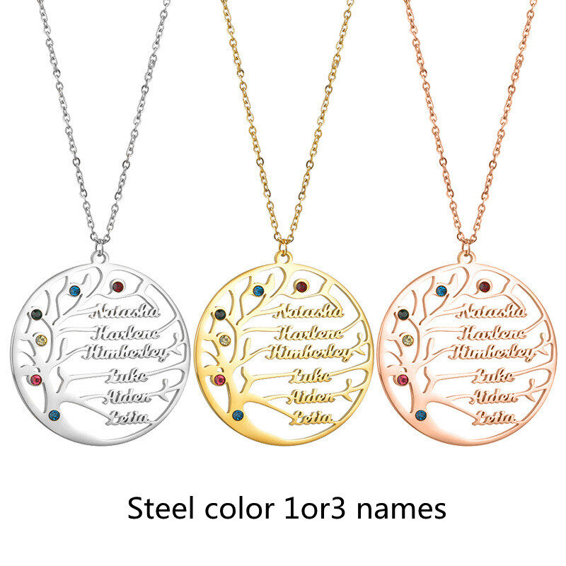 Personalized Stainless Steel Golden Tree of Life Name