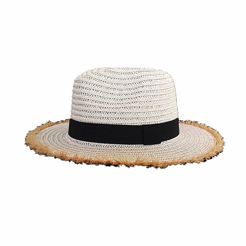 New Women Natural Wide Brim Burr Raffia Straw