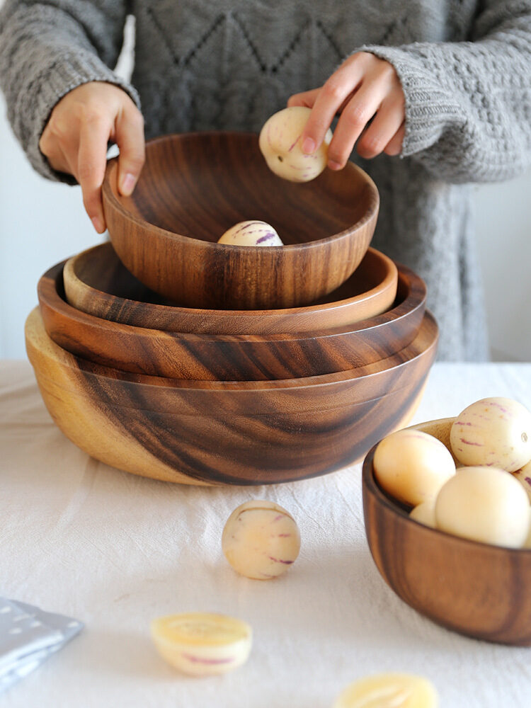 Kitchen Natural Wooden Bowl Household Fruit Salad