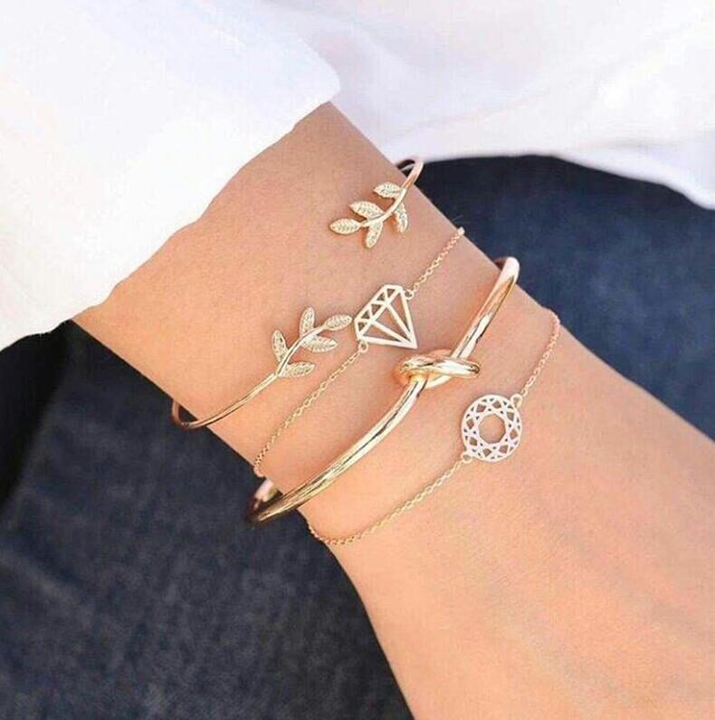 Tocona T Fashion Bohemia Leaf Knot Hand Cuff