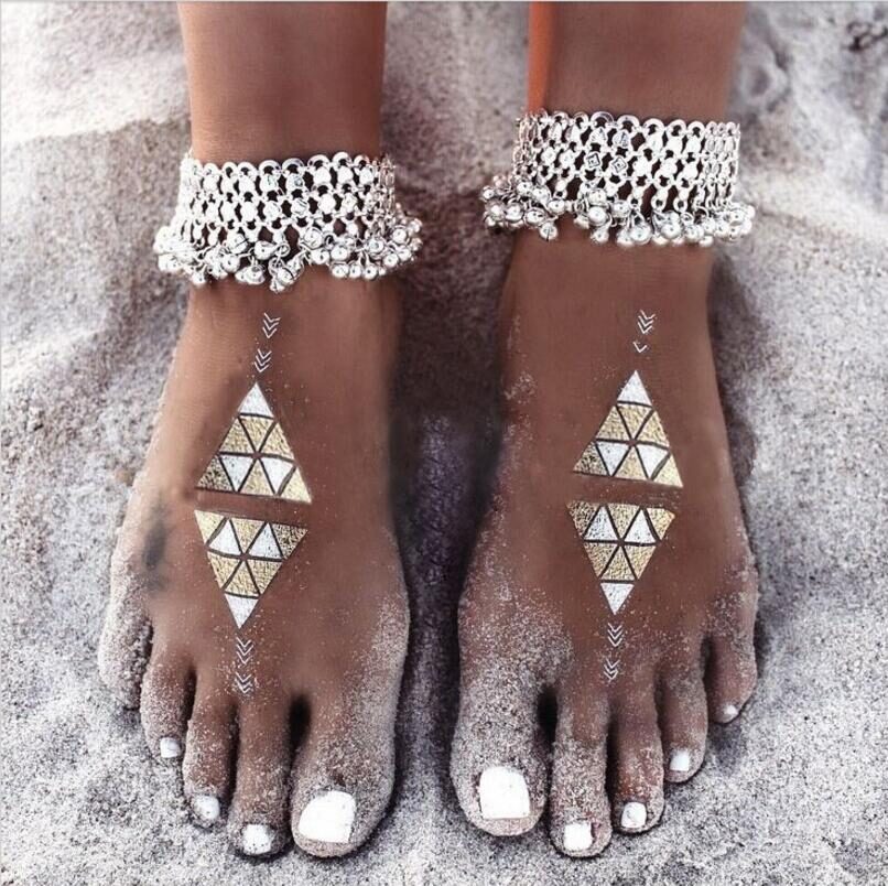 Boho Anklets Bohemian Silver Color Anklet Chain Bell