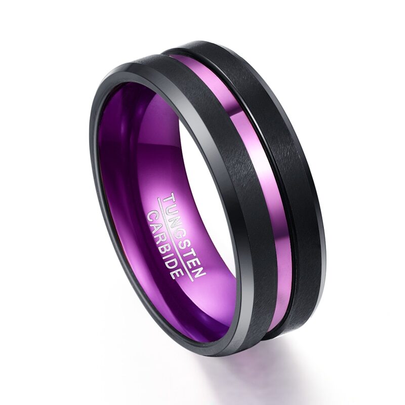 Purple inner ring frosted groove men's tungsten carbide