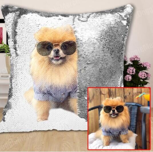 Photo Cushion Cover Diy Personalized Sequin Luminous Pillowcase
