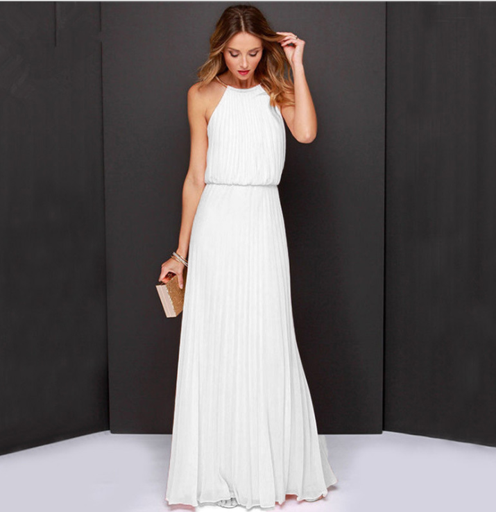 Women Halter Chiffon Maxi Dress