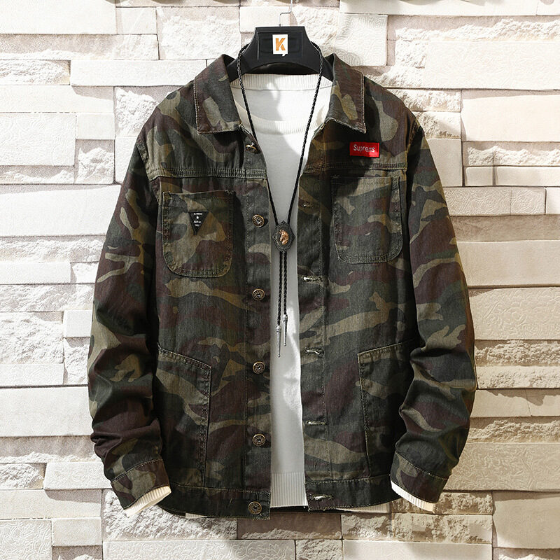 New Mens Camouflage Denim Jacket Coat Man Coats