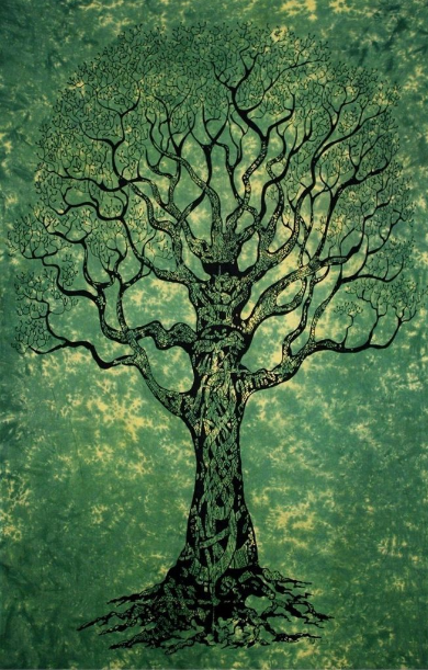 Nature Wall Tapestry Tree Forest Starry Sky Psychedelic