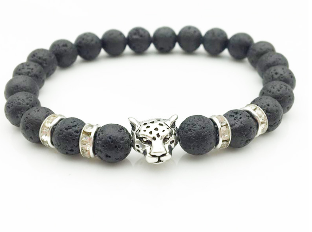 8mm Natural Stone Lava Bead Bracelet For Men