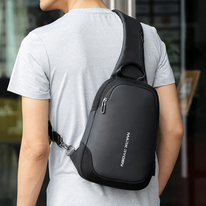 Chest bag USB anti-theft men's