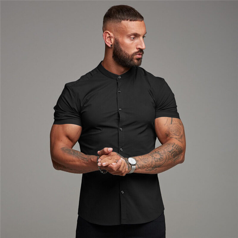 New Summer Shirt Fitness Clothing Cotton Tops Short