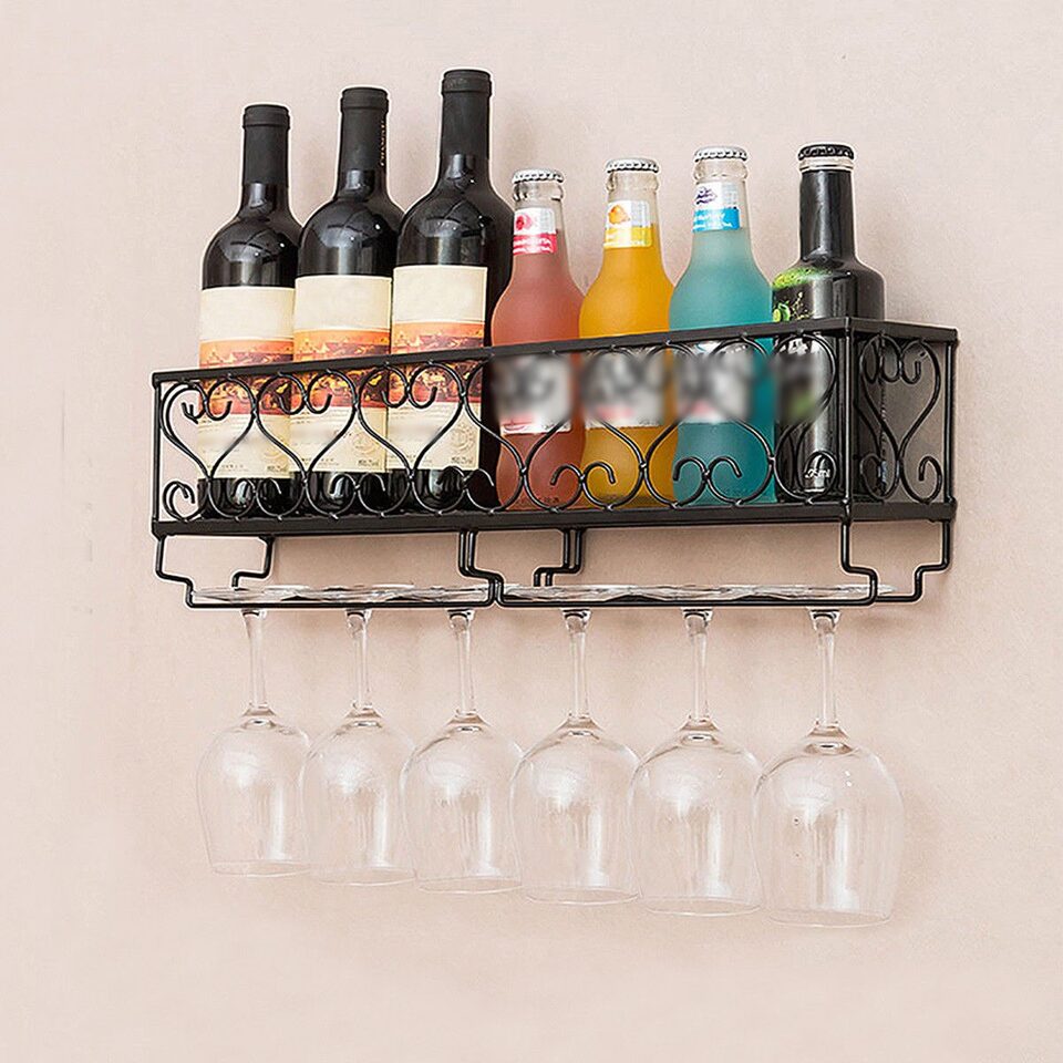 Wall Mount Metal Wine Rack Bottle Tray