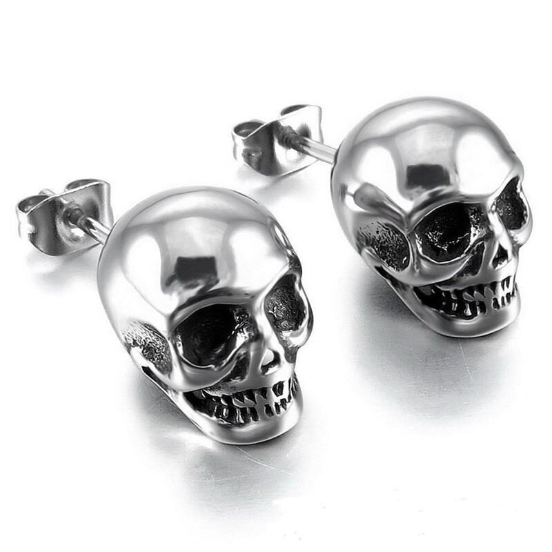 Punk Rock Skull Mens Earrings For Women Small