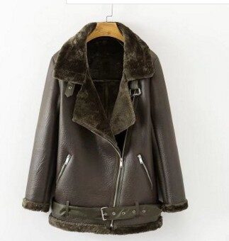 New Winter Fashion Artificial Fur Zipper Coat Pockets