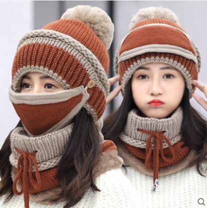 Hat Female Winter Wool Outdoor Thick Warm Riding