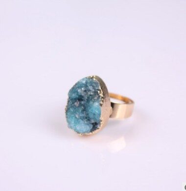 Natural Stone Agate Crystal Bud Women Rings Rose
