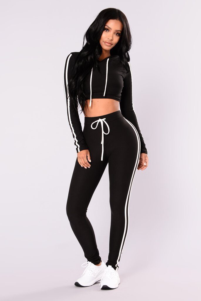 Women Ladies Tracksuit Crop Top Hoodies Sweatshirt Pants