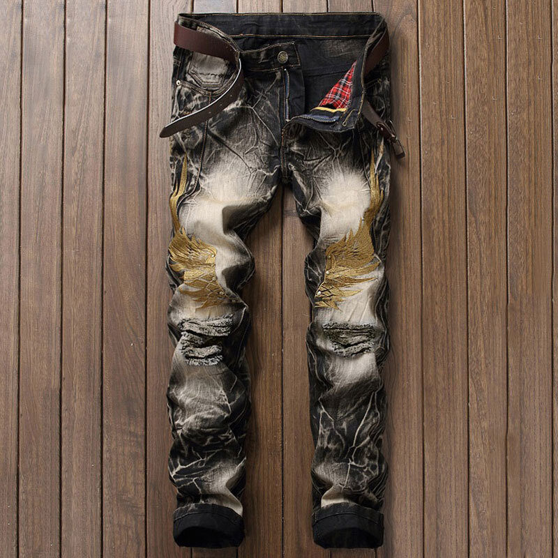 Men's Versatile Fashionable And Comfortable Embroidered Jeans