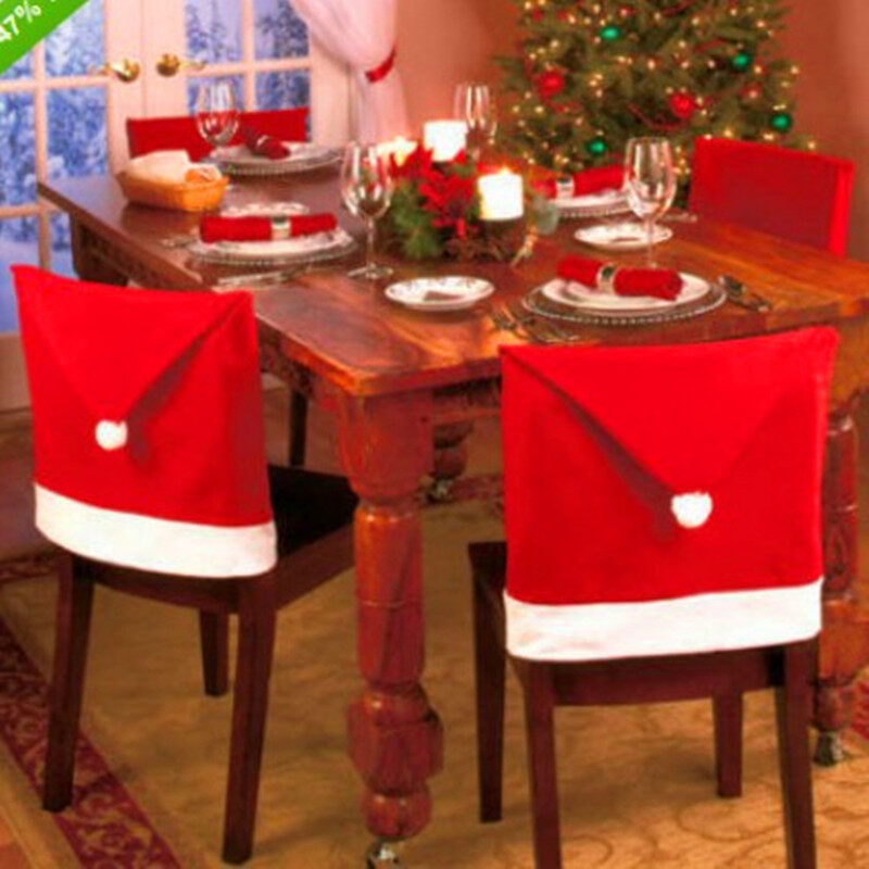 Christmas Chairs Set goods table decorated hat