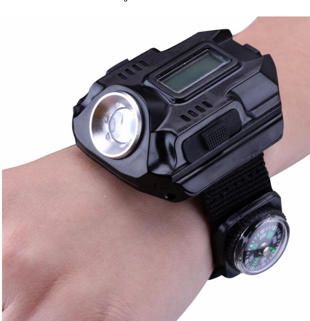 LED watch flashlight portable light USB charging 4
