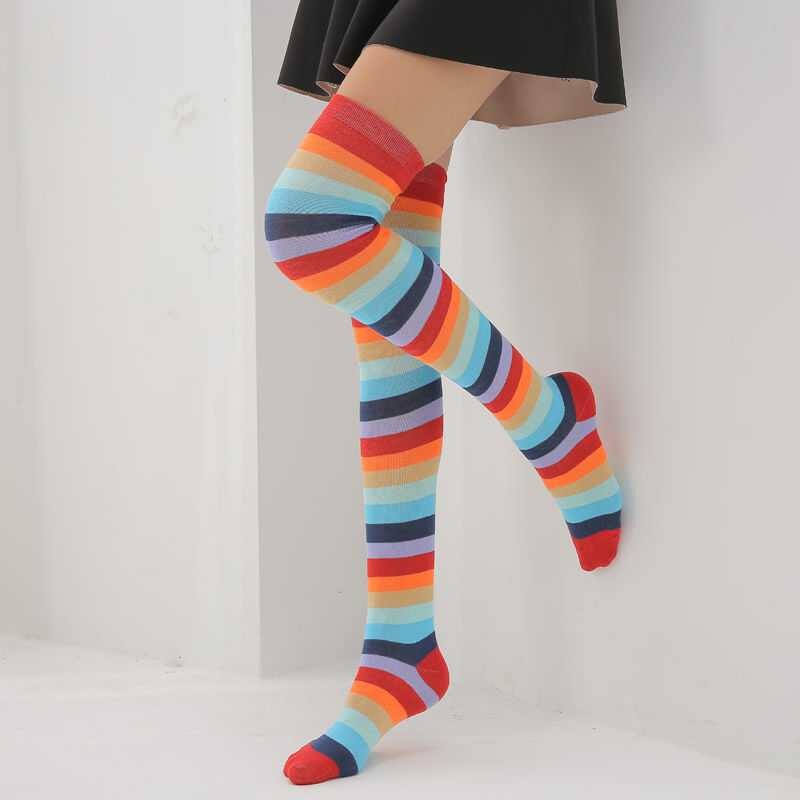 Women's cotton socks over the knee creative high