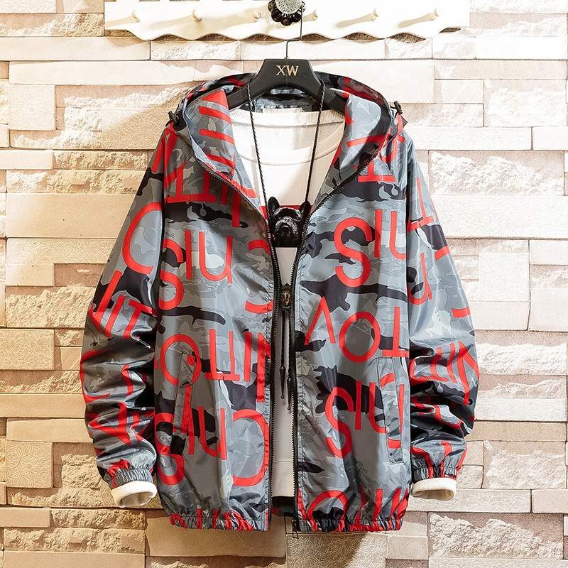 Men Casul Streetwear Hooded Printing Coats