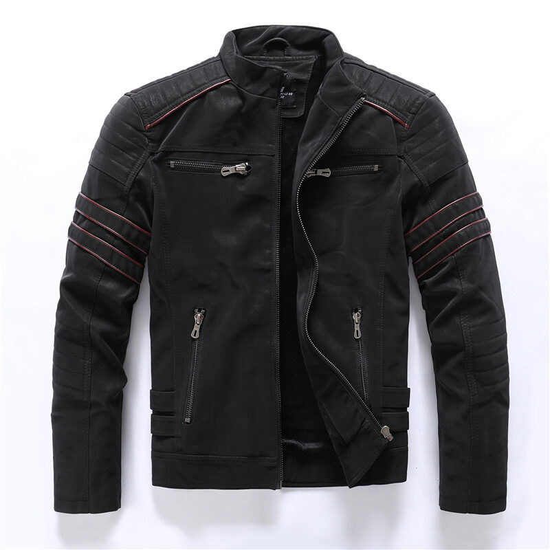 Men's leather washed jacket