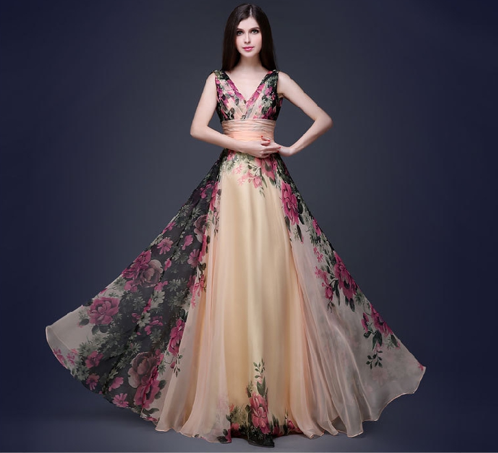 European and American elegant temperament shoulder flower dress