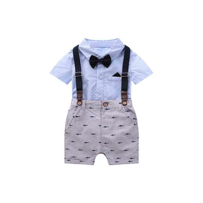 Baby boy short sleeve suit summer British overalls