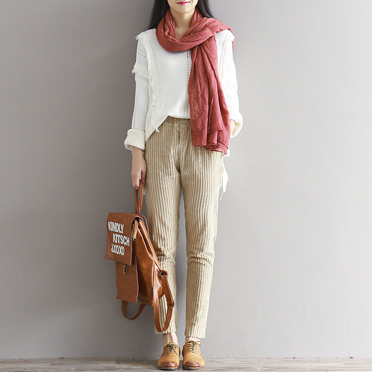Large Size Women's Art Fan Xian Thin Corduroy