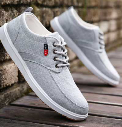 Men's Lace-up Canvas Shoes Casual Men Breathable Walking