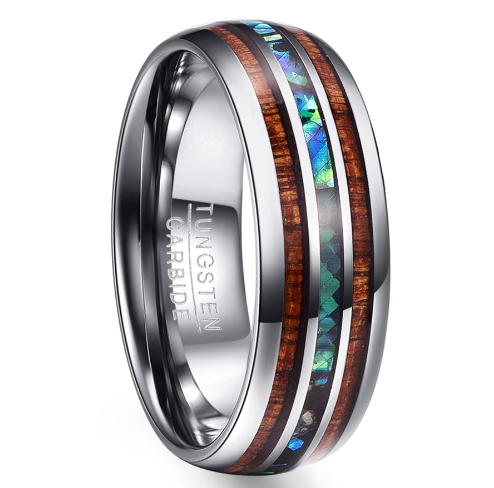 Nuncad Polished 8MM Hawaiian Koa Wood Men Ring
