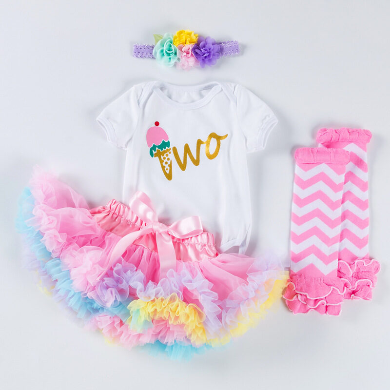 Baby girl birthday dress alphabet romper