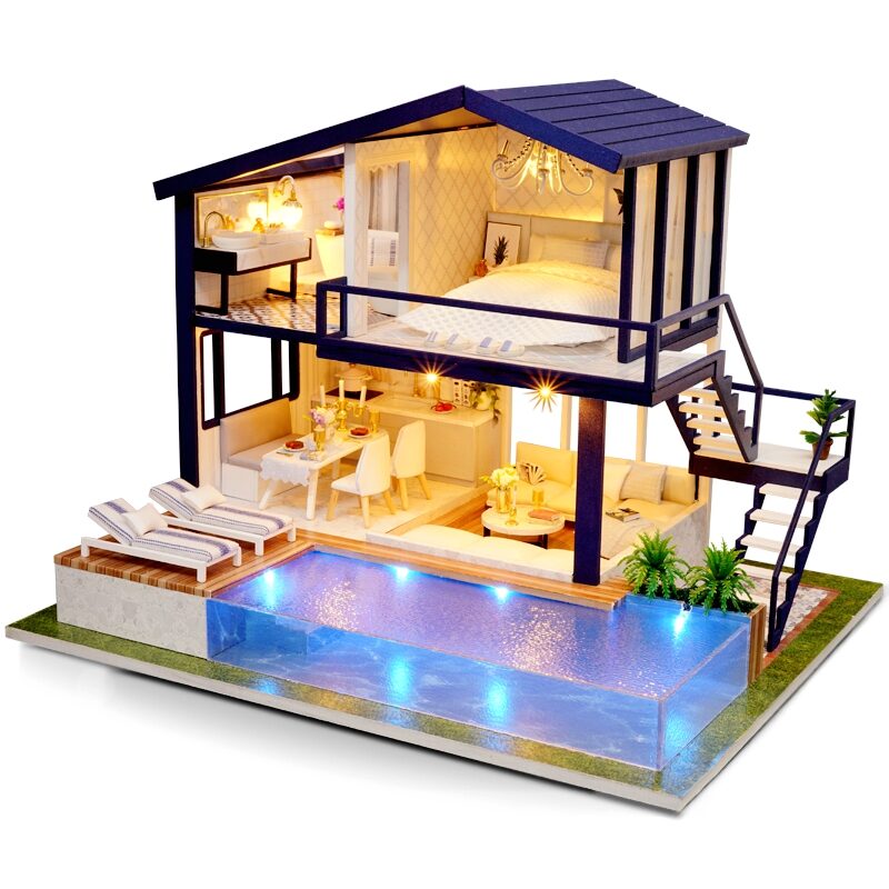 Doll House Wooden Furniture Diy Miniature Box Puzzle