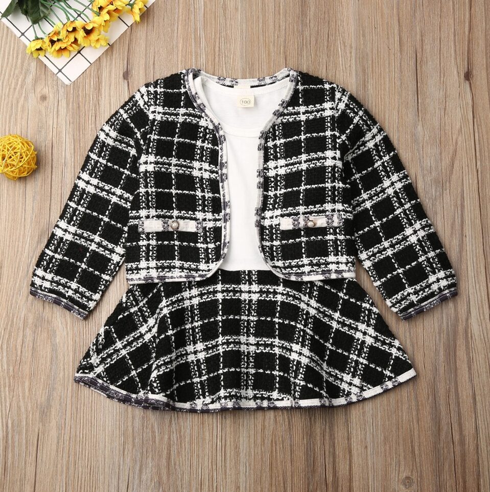 Long-sleeved Dresses Two-piece Children's Baby Small Incense Wind