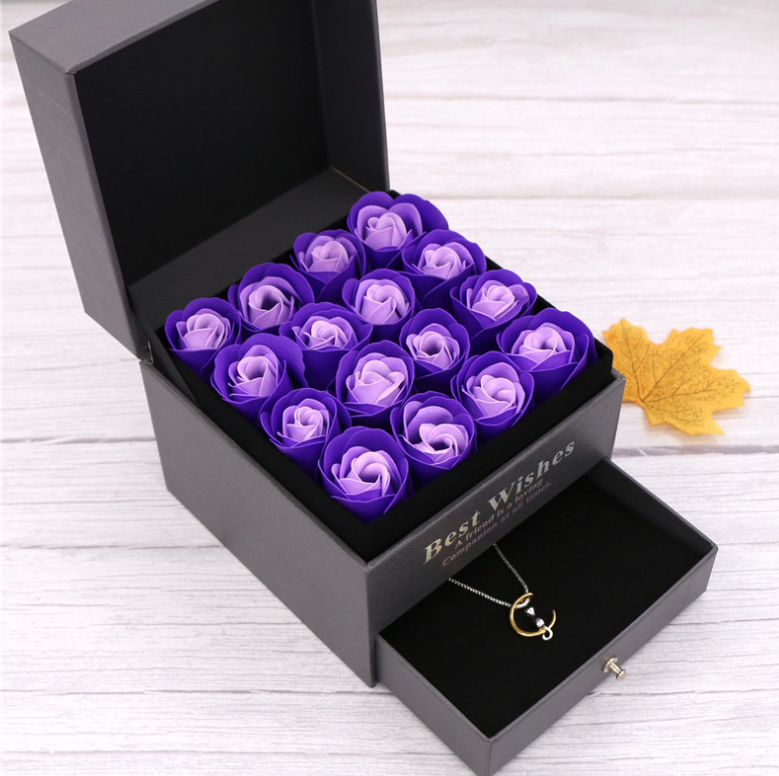 Soap flower Valentine's Day gift double drawer box