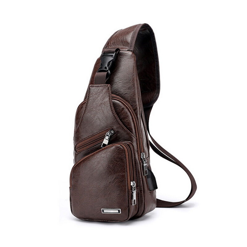 Men USB Charging Bag Chest For PU PVC