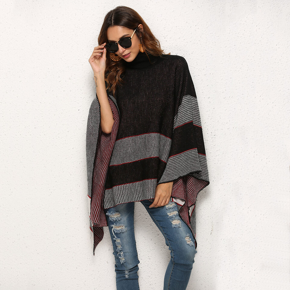Cape sweater turtleneck