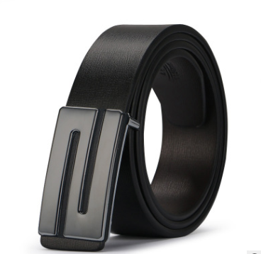 The young man's belt buckle smooth leather belts