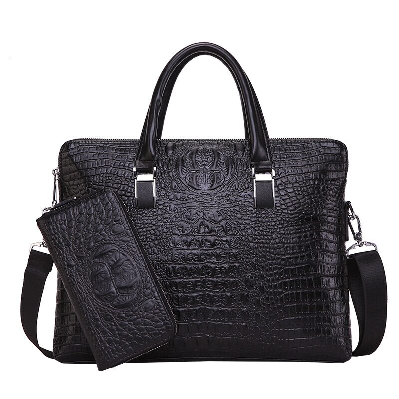 Men Business Handbag Cross Section Pattern Casual Briefcase