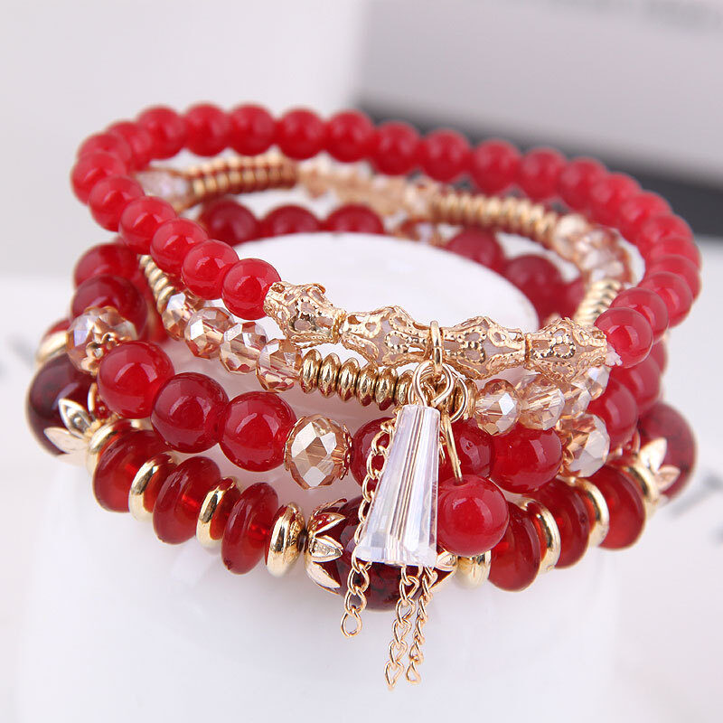 Bohemian Multilayer Multicolor Acrylic Beads Bracelet New Ethnic