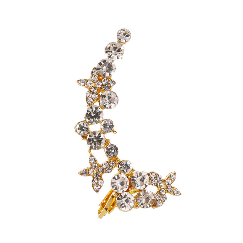 Full Crystal Butterfly Flower Single Ear Clip