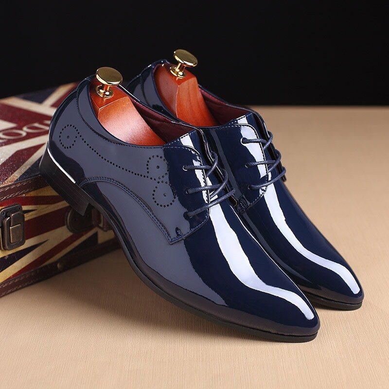 Men Leather Shoes Business Casual Dress Slip-on Black
