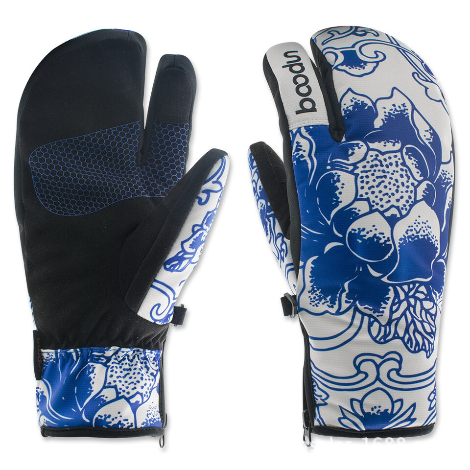 Ski gloves outdoor three-finger warm