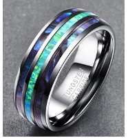 Nuncad 8mm Tungsten Caibide Wedding Ring Band Abalone