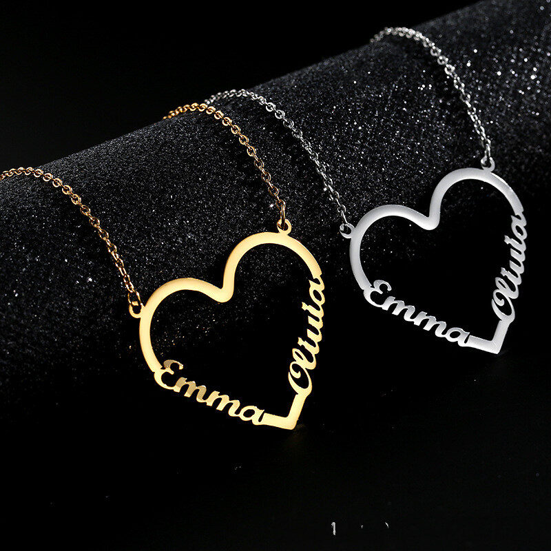 Fashion Stainless Steel Name Heart Necklace for Women
