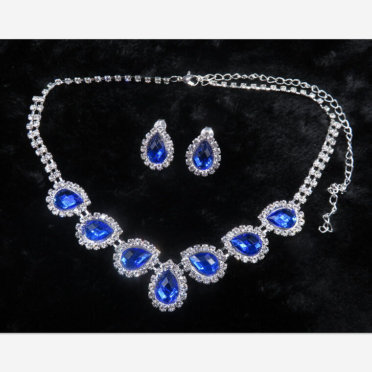 The New Bride Jewelry Color Diamond Earrings Necklace