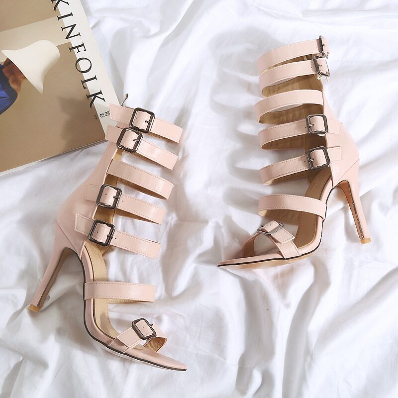 British high tube sexy heel sandals women belt